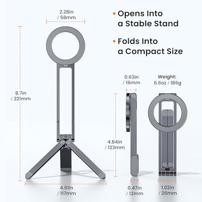 Itramax Magnetic Cell Phone Tripod,Adjustable Desk Phone Holder for MagSafe - color: Gray