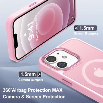 Newfuture Magnetic for iPhone 12/iPhone 12 Pro Case Shockproof, Chalk Pink | Military Drop Protection, Slim Matte Anti-Fingerprint, Compatible with Magsafe, Camera Guard, Translucent Protective Cover - color: Chalk Pink, size: iPhone 12/iPhone 12 Pro 6.1i