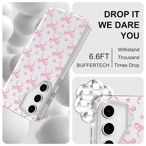 MOSNOVO Case for Samsung Galaxy S24 FE, [Buffertech 6.6ft Military-Grade Drop Protection] [Anti Peel Off Tech] Clear TPU Bumper Phone Case Cover Design - Bowtiful Love - color: Clear - Bowtiful Love, size: Samsung Galaxy S24 FE