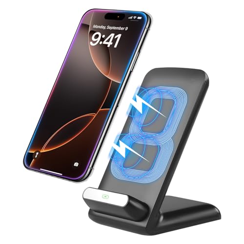 Dual Coil Wireless Charger, 10W Max Wireless Charging Pad, Compatible for iPhones, Samsung Galaxy Smartphones, Google Pixels (Fast Charger Stand)