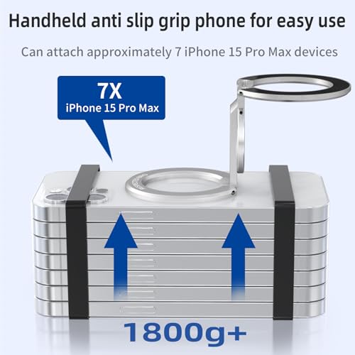 RESPECTED BRO Magnetic-Phone-Ring-Holder with Dual Rings, Compatible with iPhone 17/16/15/14/13/12, Multifunctional Stand for Desk,Office,Gym,Kitchen & All Metal Surfaces, Finger Loop Grip (Silver) - color: Silver