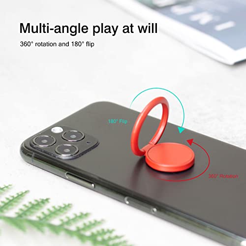 [2 Pack] Matte Finish Round Ultra-thin Cell Phone Ring Holder Stand,360 Degree Rotation and 180 Degree Adjustable Finger Ring Kickstand with Frosted Metal Phone Grip (Orange)
