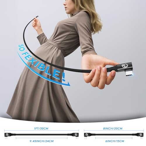Right Angle USB C 3.2 Gen 2x2 Cable 6.6FT 2Pack, Flexible Double 90 Degree - size: 6.6ft+6.6ft