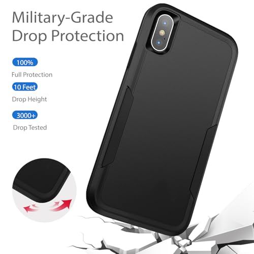 Designed for iPhone Xs/iPhone X Case, Heavy Duty Protection Shockproof Dropproof Dustproof Anti-Scratch Phone Case Cover Protective Case, Black - size: for iPhone XS / X