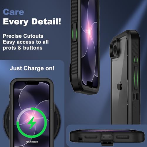 for iPhone 17e Case & iPhone 16e Case, Military-Grade Drop Protection Dual-Layer Rugged Shell with Screen Protector, Full-Body Non-Slip Shockproof Heavy Duty Protective Bumper Phone Cover (Clear) - color: Clear
