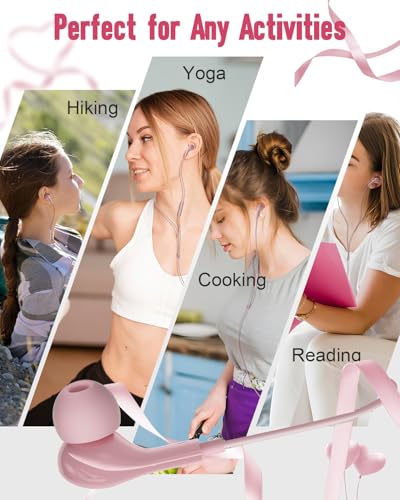 USB C Headphones Wired for iPhone17 16 Pro Max 15 Plus iPad Pro Air Pink - color: Pink