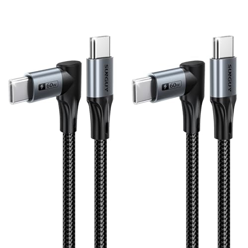 Longer Right Angle USB C Cable 1FT, 60W USB C to USB C for Thick Cases - size: 1FT+1FT