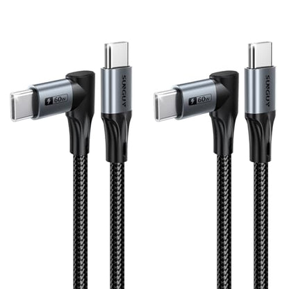 Longer Right Angle USB C Cable 1FT, 60W USB C to USB C for Thick Cases - size: 1FT+1FT