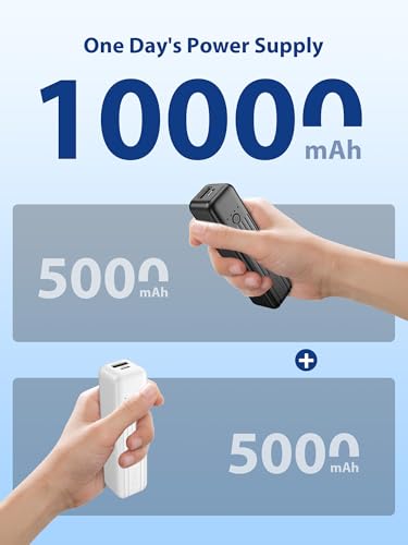 Miady 2-Pack Small Portable Charger 5000mAh Power Bank Travel Battery Pack - color: White+Black