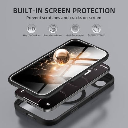 BERFY for iPhone Air Case, Compatible with MagSafe, Built-in Privacy Screen Protector, Camera Protection, Shockproof Full Body Phone Case 6.5", Clear Black