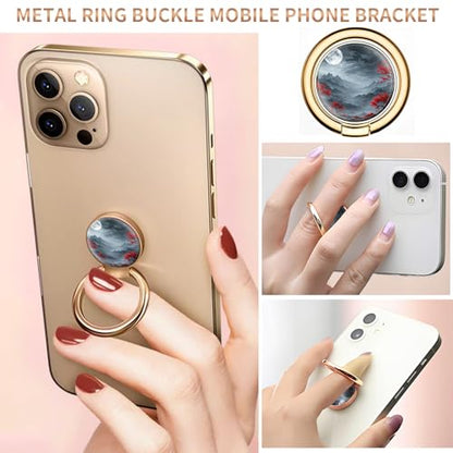 Cell Phone Ring Holder, Cute Metal Phone Grip Stand Finger Ring Kickstand, Flexible 360°Rotation Phone Tablet Case Accessories Compatible with Most Phones Dark Forest Moon - color: Dark Forest Moon