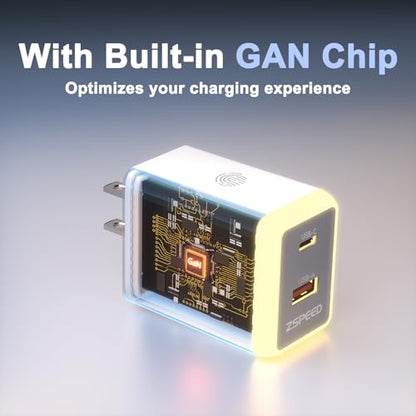 45W USB C Charger Block,USB C Travel Wall Charger with Night Light(Touch Switch),GaN 2 Port Fast Charging for iPhone 17/17 Pro/17 Pro Max/16/15/14/13/12,iPad,Samsung Galaxy S25 S24 S23