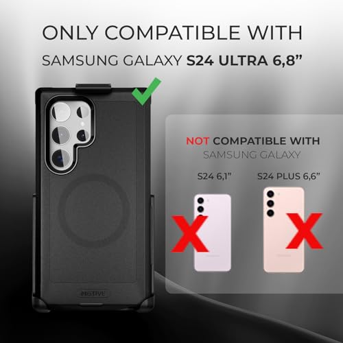 MOTIVE Heavy Duty Case for Samsung Galaxy s24 Ultra, Belt Clip | 6.8" | Bunker Series, Military Grade Multi-Layer Protection, PC/TPU Build, Sealed Port Cover, Compatible with MagSafe Qi2 Charging - size: s24 Ultra