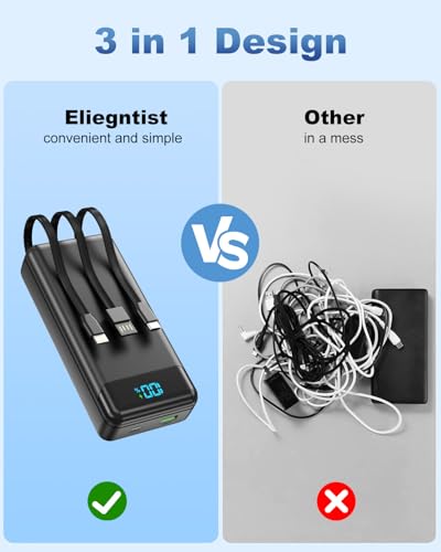 Portable Charger 40000mAh Power Bank, PD 22.5W Fast Charging - color: Black