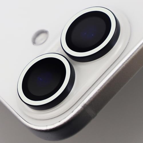Luminous Camera Lens Protector for iPhone 17 Metal Ring Tempered Glass Glow in The Dark Lens Cover (2PCS) (White, for iPhone 17) - color: White