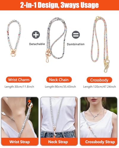 2Pcs Phone Crossbody Lanyard and Wrist Strap, Universal Cell Phone Lanyard Strap with 2Tether Tab - color: O