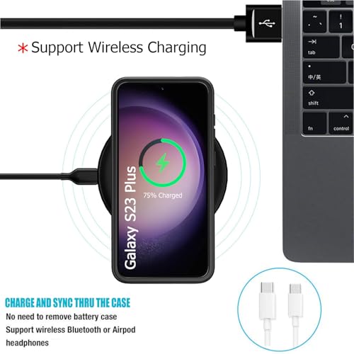 Battery Case for Galaxy S23 Plus,[12000mAh] Slim Portable Protective Fast Charging Case Backup Power Bank Battery Case Compatible with Galaxy S23 Plus Charging Case with Carplay(6.6inch)-Black - size: Galaxy 23 Plus