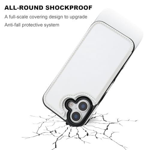 ONETOP for iPhone 17 Wallet Case with Credit Card Holder,White | Kickstand,ID/Cash Holder,Case Wallet with Card Slots,Double Magnetic Clasp,Durable PU Leather Shockproof Cover for Women Men - color: White