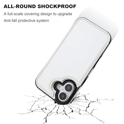 ONETOP for iPhone 17 Wallet Case with Credit Card Holder,White | Kickstand,ID/Cash Holder,Case Wallet with Card Slots,Double Magnetic Clasp,Durable PU Leather Shockproof Cover for Women Men - color: White