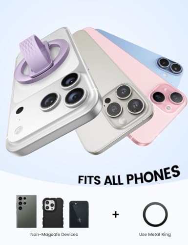 Lamicall Lavender Comfortable Magnetic Phone Finger Loop Grip for MagSafe - color: Lavender - Zinc Alloy - Silicone Grip