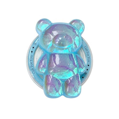 Magnetic 3D Bear Phone Grip Stand, MagSafe Compatible — Aqua Blue - color: Aqua Blue