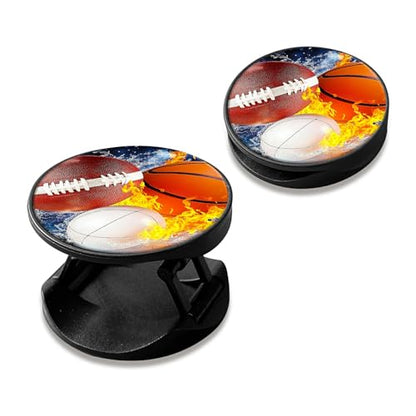 2 Pack Cell Phone Grip with Expanding Kickstand, Basketball Baseball Rugby - color: Basketball Baseball Rugby