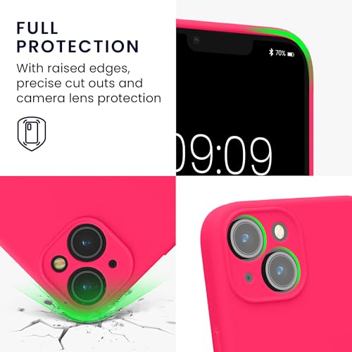 kwmobile Case Compatible with Apple iPhone 14 Case - Slim TPU Silicone Phone Cover - Soft Touch Finish - Neon Pink - color: neon pink, size: iPhone 14