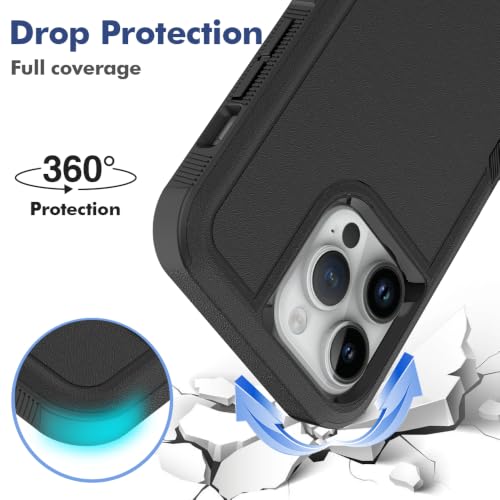 Heavy‑Duty Rugged Anti‑Drop Shockproof Protective Phone Case for iPhone 15 Pro Max, Durable Protective Shell, Black - color: Black, size: iPhone 15 Pro Max