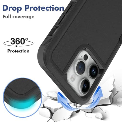 Heavy‑Duty Rugged Anti‑Drop Shockproof Protective Phone Case for iPhone 15 Pro Max, Durable Protective Shell, Black - color: Black, size: iPhone 15 Pro Max