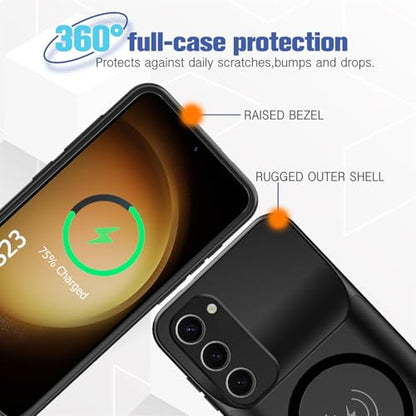 Battery Case for Galaxy S23,[10000mAh] Slim Portable Protective Fast Charging Case Backup Power Bank Battery Case Compatible with Galaxy S23(6.1inch) Wireless Charging Case with Carplay-Black - size: Galaxy S23