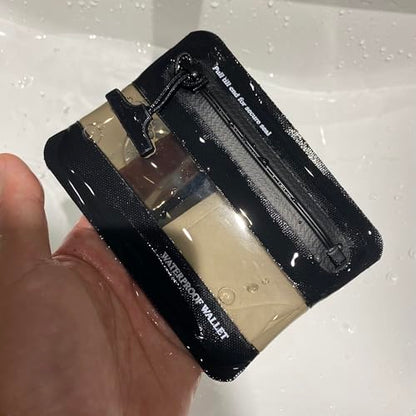 Heavy Duty Airtight Wallet Submersible Waterproof Wallet Protection for Keys, Cards - color: Black with Clear Window, size: 5.2" X 4" / 13.5CM X 10 CM