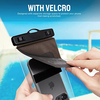 Universal Waterproof Phone Pouch [Double Space] IPX8 Dry Bag with Lanyard for iPhone 16 15 14 13 12 Pro Max XS XR X Galaxy S25 S24 S23 Ultra, Fit All Phones Up to 8'', Gray - color: Gray