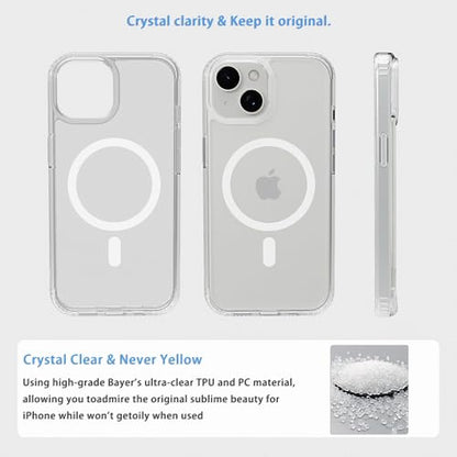 Magnetic iPhone 15 case,Compatible with Magsafe, Military-Grade Protection,Slim Translucent Matte Shockproof with Anti-Scratch Anti-Fingerprint Phone Cover (Transparent, iPhone 15) - color: Transparent, size: iPhone 15