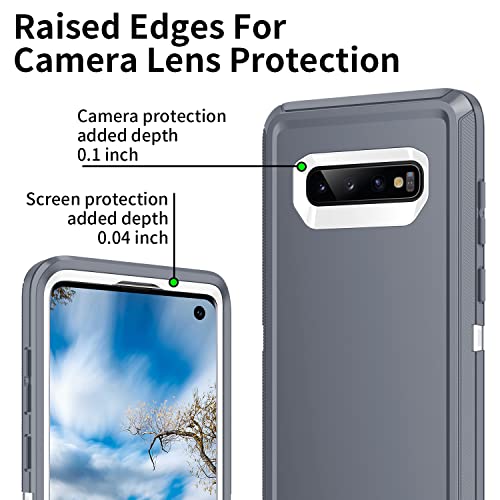 for Galaxy S10 Case,[Without Screen Protector] Heavy Duty Shockproof Dust/Drop Poof 3 Layers Full Bady Protection Rugged Cover Case for Galaxy S10 6.1",Grey - color: Grey/White