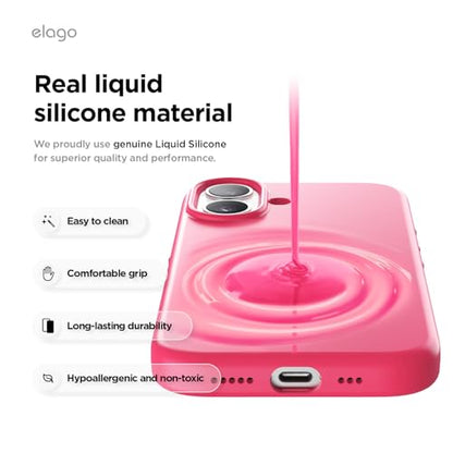 elago Premium Magnetic Silicone Case for iPhone 17 | Compatible with MagSafe, Liquid Silicone Material, Protection, Shockproof, Slim Phone (Ice Red) - color: Ice Red, size: iPhone 17