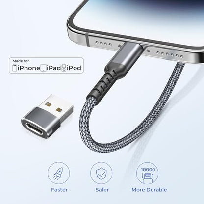 Basesailor iPhone 14 13 Pro Max Charger Cable 10FT with USB A Adapter - color: Gray, size: 10FT/3M