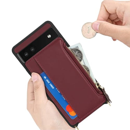 Cavor Compatible with Google Pixel 6a Case Wallet, Wine red - color: Wine red, size: Google Pixel 6a