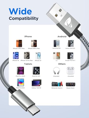 Aioneus USB C Cable 10 FT 2Pack, USB A to USB C Fast Charging Phone Charger - color: Gray