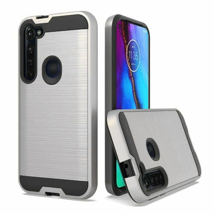 NEM Case Compatible with Motorola Moto G Stylus XT2043 (2020), Moto G Power XT2041 - Shockproof Brushed Case (Silver) - color: Silver