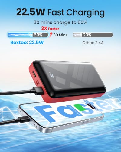 Portable Charger Power Bank 50000mAh 22.5W Fast Charging Battery Pack - color: Black-red