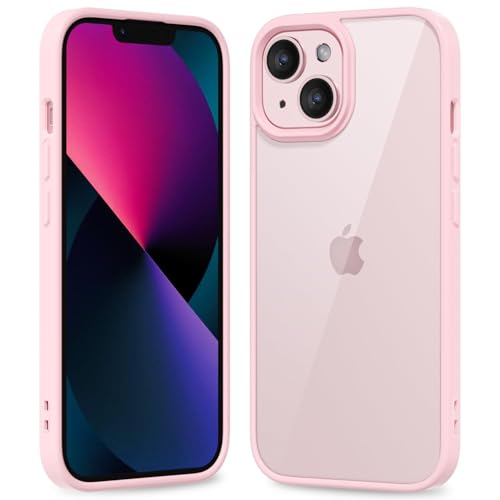 oakxco Thin Slim Clear case for iPhone 13 Mini, Transparent Hybrid Hard Shell Plastic & Soft Silicone Rubber Bumper, Non-Yellow Acrylic Protective Lightweight Cover for Women, Light Pink - color: Light Pink, size: 13 Mini