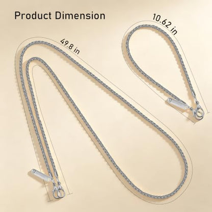 Metal Phone Chain Set,Crossbody Phone Lanyard and Wristlet Strap - color: Silver, size: Extend