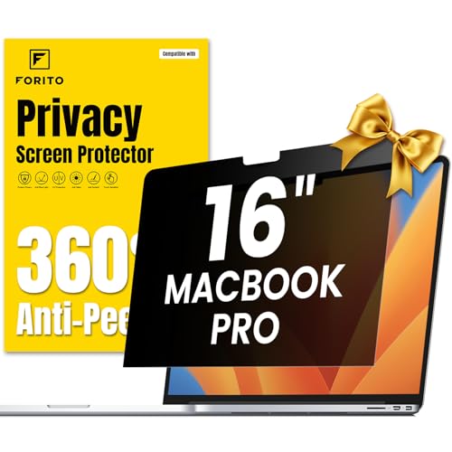 F FORITO 360° Privacy Screen Protector Compatible with MacBook Pro 16 inch (2024, 2023, 2022, 2021, M4, M3, M2, M1, Pro, Max), Anti Peeping Anti Glare Anti Blue Light Laptop Privacy Screen Shield - size: MacBook Pro 16" (2021-2024, M1 M2 M3 M4 Pro Max)