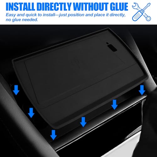 JSCARLIFE Center Console Wireless Charging Mat Compatible with 2025 S-ubaru Forester - Non-Slip Waterproof Silicone, Black Interior Accessories Protective Pad