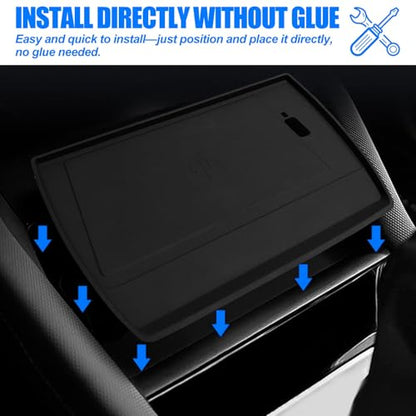JSCARLIFE Center Console Wireless Charging Mat Compatible with 2025 S-ubaru Forester - Non-Slip Waterproof Silicone, Black Interior Accessories Protective Pad