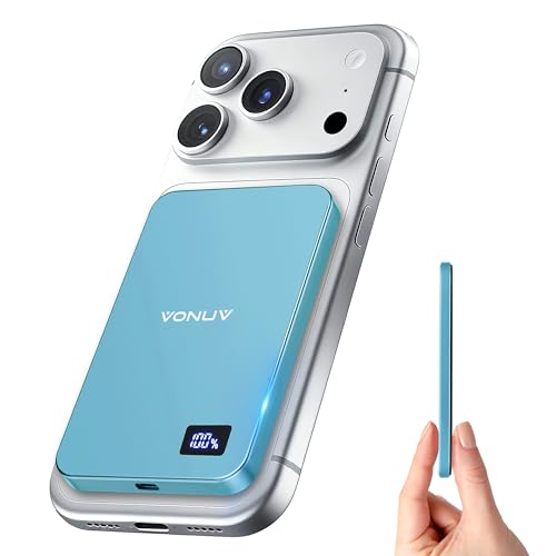 Magnetic Portable Charger 5000mAh, 15W Ultra Slim Wireless Portable Charger, Fast Charging for iPhone 17/16/15/14/13/12 Pro/Pro Max/Plus, Metal Shell, USB-C Cable to Charge Other Phones (Blue) - color: Blue
