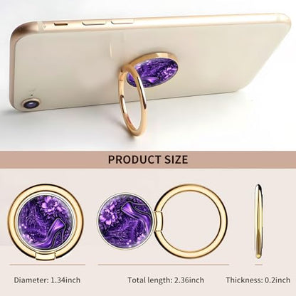 Cell Phone Ring Holder, Cute Metal Phone Grip Stand Finger Ring Kickstand, Flexible 360°Rotation Phone Tablet Case Accessories Compatible with Most Phones Purple Floral Heels - color: Purple Floral Heels