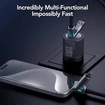 MFish 2-Pack 240W 4-in-1 Multi Charging Cable, Black+Grey, 6.6FT - color: Black+Grey, size: 2-Pack 6.6FT