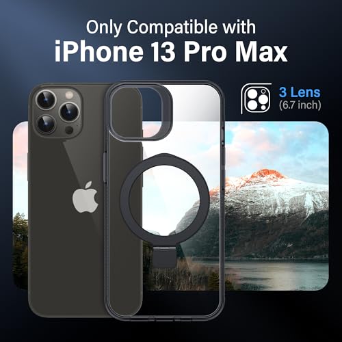Magnetic Case for iPhone 13 Pro Max - [Built-in Invisible Stand] [Compatible with MagSafe] [Military Grade Drop Protection] Anti-Yellowing Hard Back Silicone Edge Cover, 6.7", Clear Black - color: Clear Black, size: iPhone 13 Pro Max 6.7''