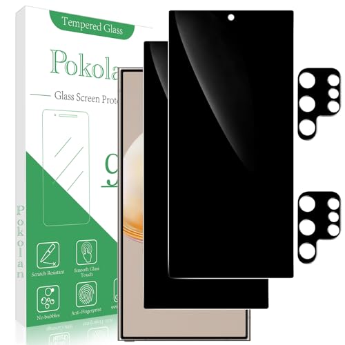 Pokolan 2+2 Pack Privacy Screen Protector for Samsung Galaxy S25 Ultra - size: Samsung Galaxy S26 Ultra 6.9 inches